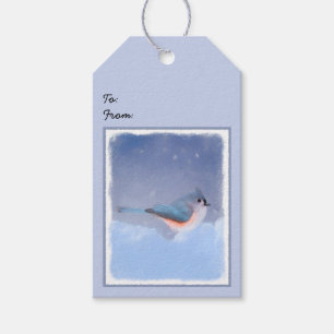 Tufted Titmouse Painting - Original Bird Art Gift Tags