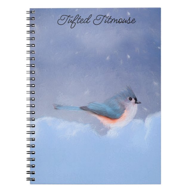 Tufted Titmouse Painting - Original Bird Art Notebook (Front)