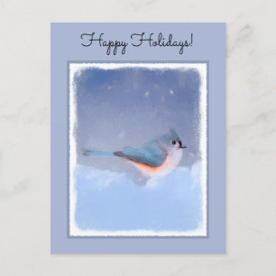 Tufted Titmouse Painting - Original Bird Art Postcard