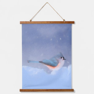 Tufted Titmouse Painting - Original Wild Bird Art Hanging Tapestry