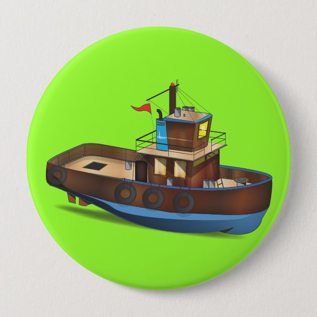 Tug Boat 10 Cm Round Badge (Front)