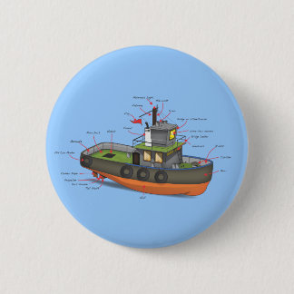 Tug Boat 6 Cm Round Badge