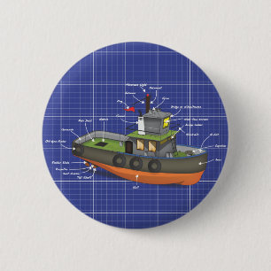 Tug Boat 6 Cm Round Badge