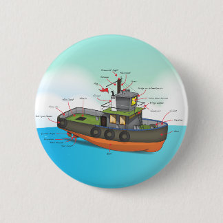 Tug Boat 6 Cm Round Badge