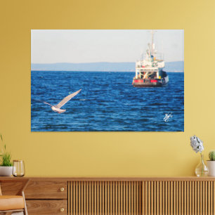 Tug boat and Bird on Mutiny Bay #2 Canvas Print