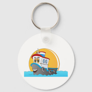 Tug Boat Cartoon Key Ring