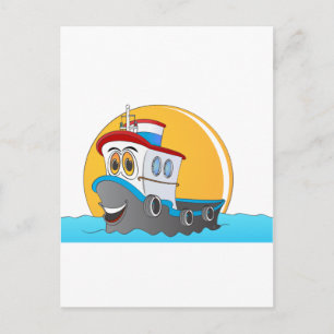 Tug Boat Cartoon Postcard
