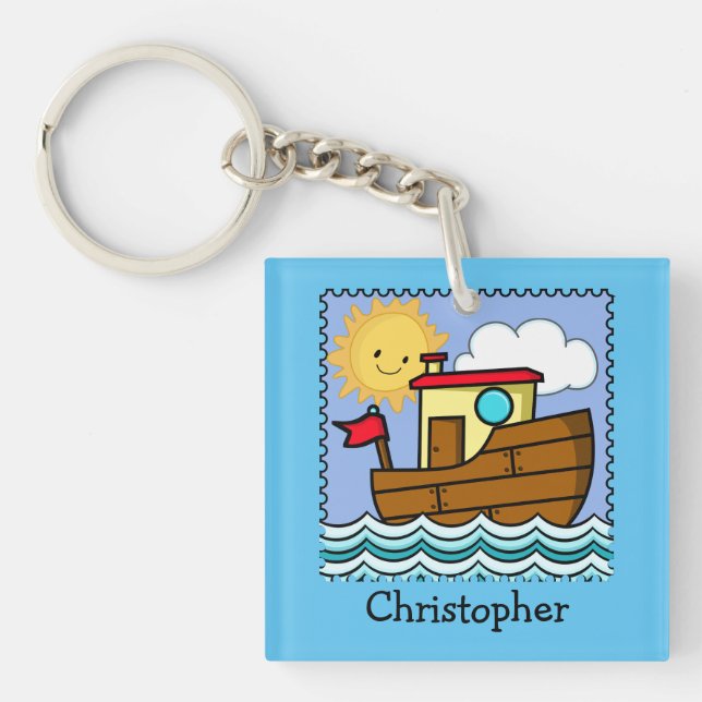 Tug Boat Personalised  Key Ring (Front)