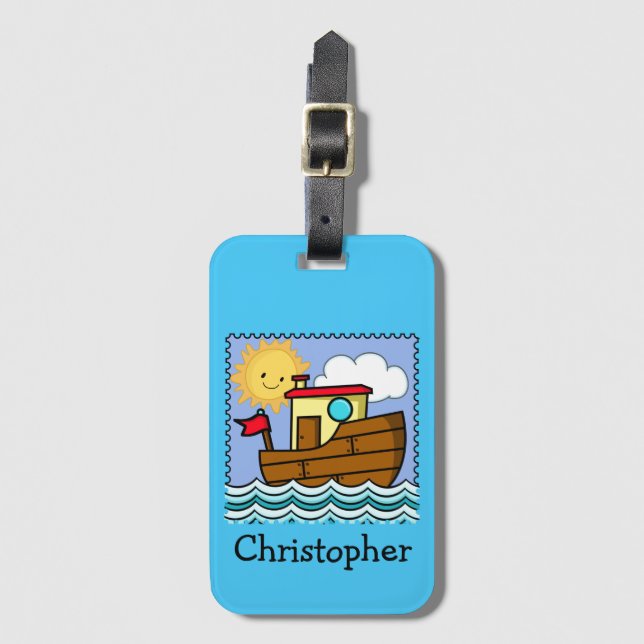 Tug Boat Personalised Luggage Tag (Front Vertical)