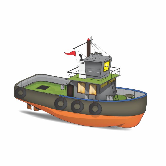 Tug Boat Photo Sculpture Magnet (Front)