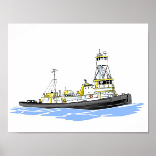 Tug Olive L. More with first raised pilothouse Poster