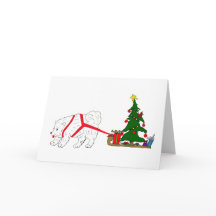 Tug the Samoyed pulling Christmas Tree