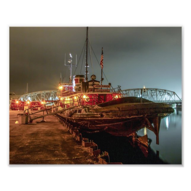 Tugboat at Night Door County Photography Print (Front)