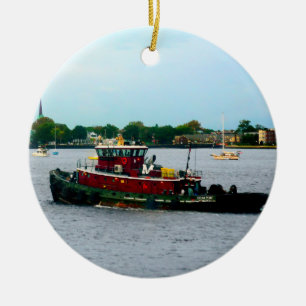 Tugboat Norfolk VA Ceramic Tree Decoration