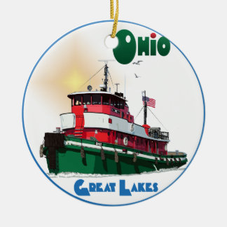 Tugboat Ohio Ceramic Tree Decoration