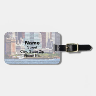 Tugboat Pushing Barge Near Manhattan Skyline Luggage Tag
