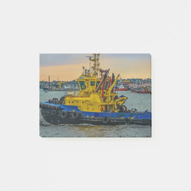 Tugboat sailing at river, montevideo, uruguay post-it notes (Front)