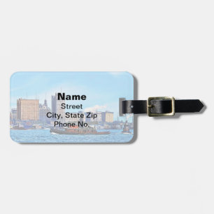 Tugboats Near the New York City Skyline c1906 Luggage Tag