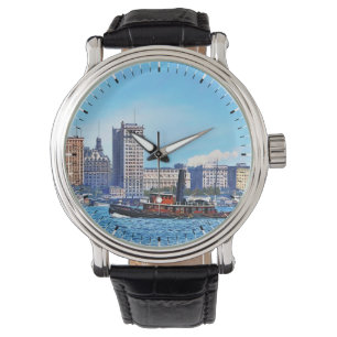 Tugboats Near the New York City Skyline c1906 Watch