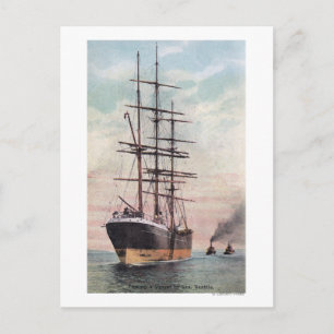 Tugboats Towing a Ship to Sea Postcard