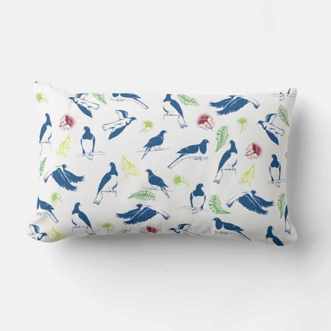 Tui New Zealand Bird Pattern Lumbar Cushion (Front)