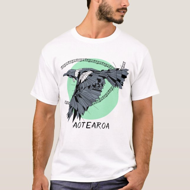 Tui NZ Aotrearoa Bird Geometric T-Shirt (Front)