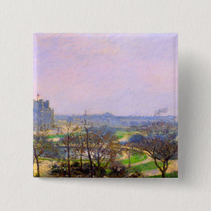 Tuileries Gardens in Paris art by Camille Pissarro 15 Cm Square Badge