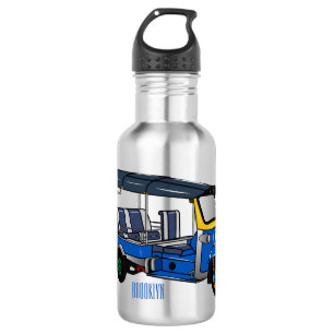 Tuk tuk cartoon illustration 532 ml water bottle