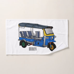 Tuk tuk cartoon illustration bath towel set