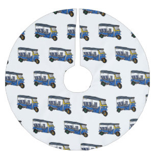 Tuk tuk cartoon illustration brushed polyester tree skirt