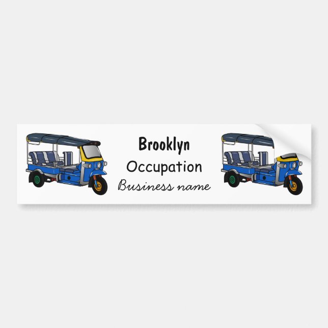 Tuk tuk cartoon illustration bumper sticker (Front)