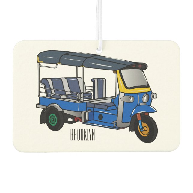 Tuk tuk cartoon illustration car air freshener (Front)