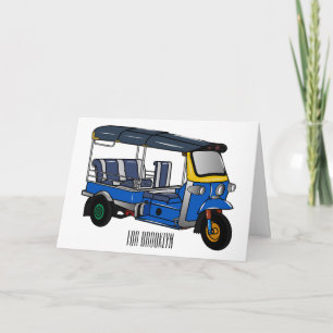 Tuk tuk cartoon illustration card