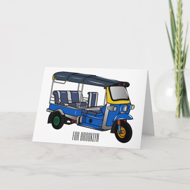 Tuk tuk cartoon illustration card (Front)