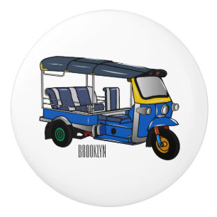 Tuk tuk cartoon illustration ceramic knob