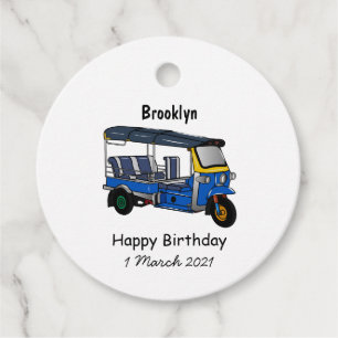 Tuk tuk cartoon illustration favour tags