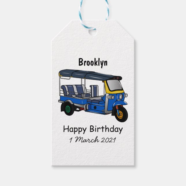 Tuk tuk cartoon illustration gift tags (Front)