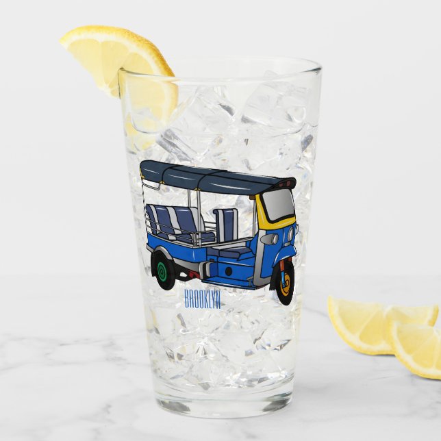 Tuk tuk cartoon illustration glass (Front Ice)