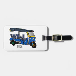 Tuk tuk cartoon illustration luggage tag