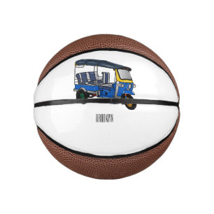 Tuk tuk cartoon illustration mini basketball