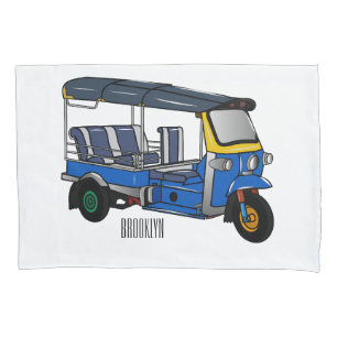 Tuk tuk cartoon illustration pillowcase