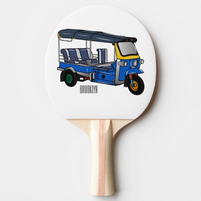 Tuk tuk cartoon illustration ping pong paddle (Front)