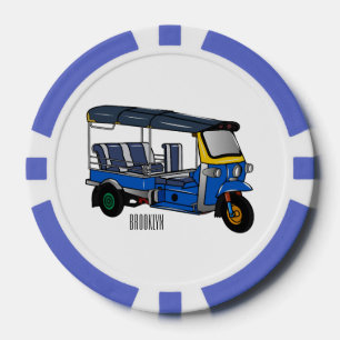 Tuk tuk cartoon illustration poker chips