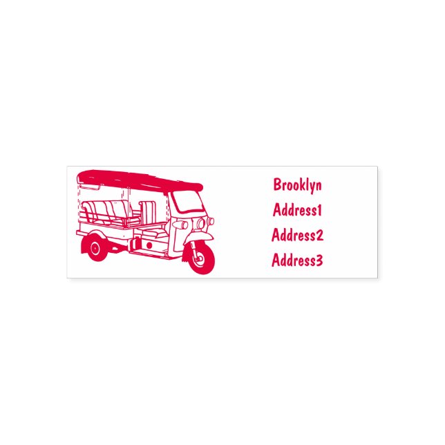 Tuk tuk cartoon illustration self-inking stamp (Design)