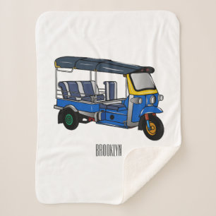 Tuk tuk cartoon illustration sherpa blanket