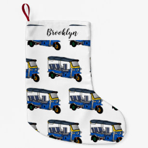 Tuk tuk cartoon illustration small christmas stocking