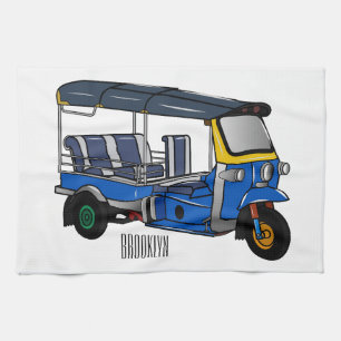 Tuk tuk cartoon illustration tea towel