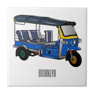 Tuk tuk cartoon illustration tile