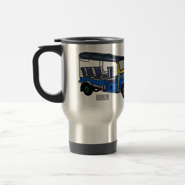 Tuk tuk cartoon illustration travel mug (Left)