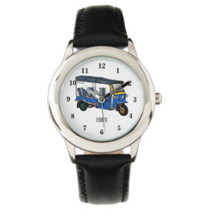 Tuk tuk cartoon illustration watch
